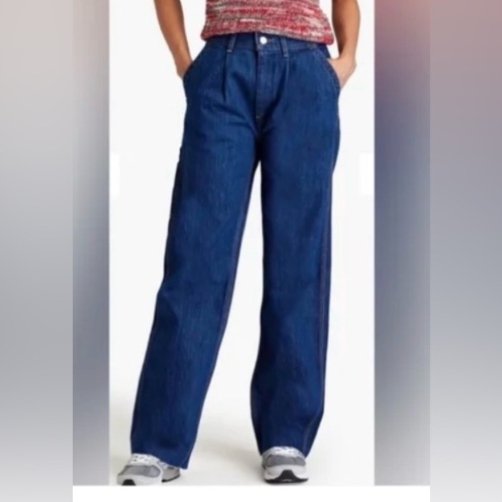 NWT RE/DONE Utility Loose Jean True‎ Rinsed Denim pleated zip fly size 26